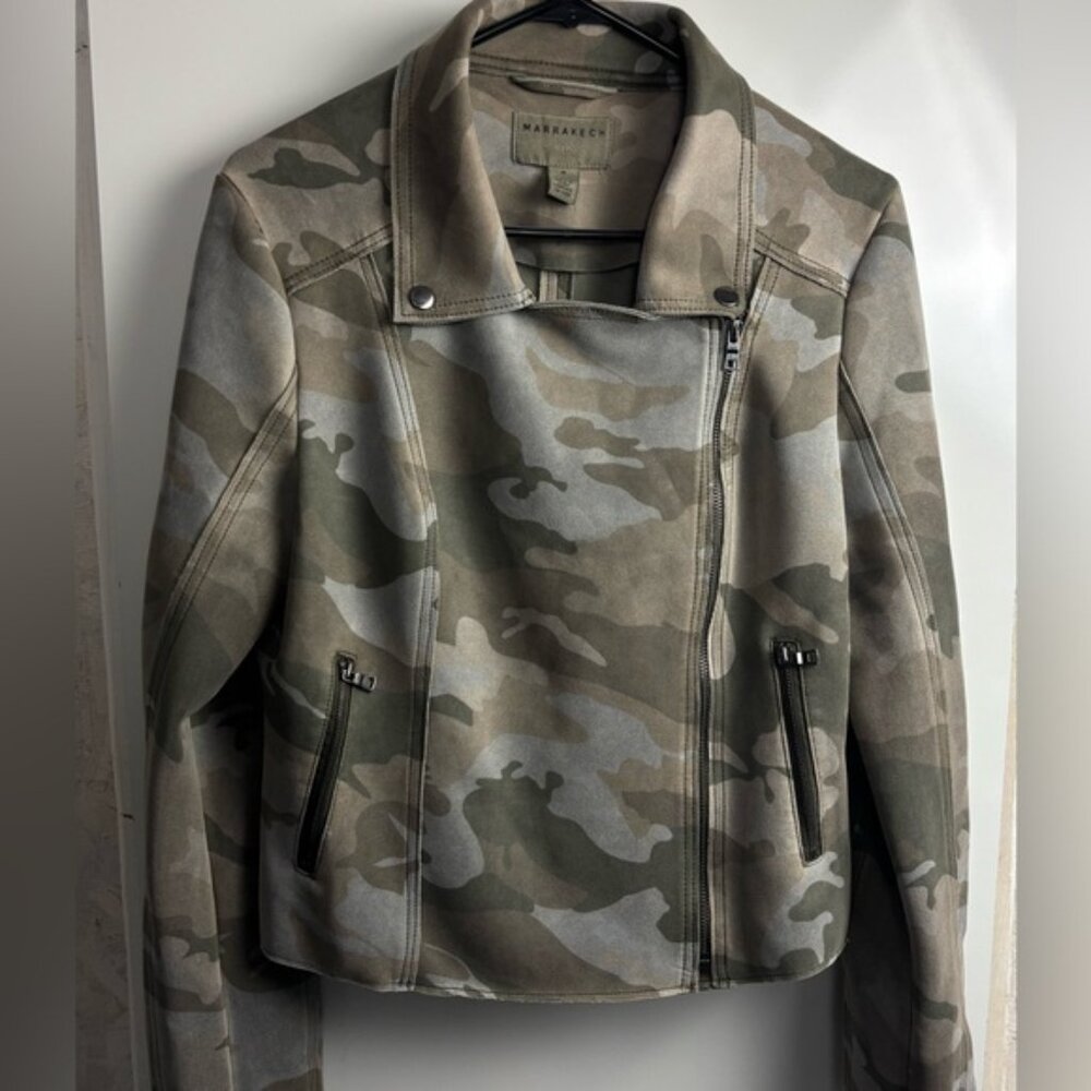 Marrakech camo print moto jacket sz M